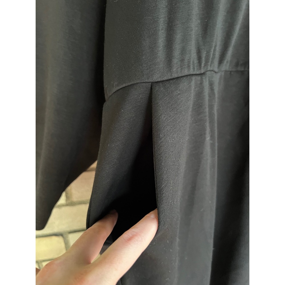 Torrid Black Mini Studio Cupro Mock Neck Dress Pockets Stretch Knit Size 4X NWT - Picture 2 of 6